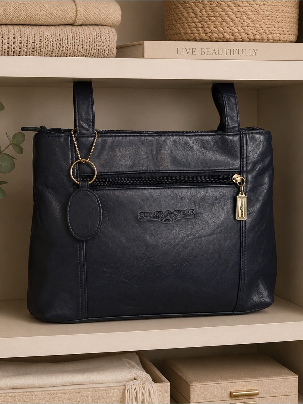 Vintage Copper Creek Navy Blue Shoulder Bag Classic Everyday Purse